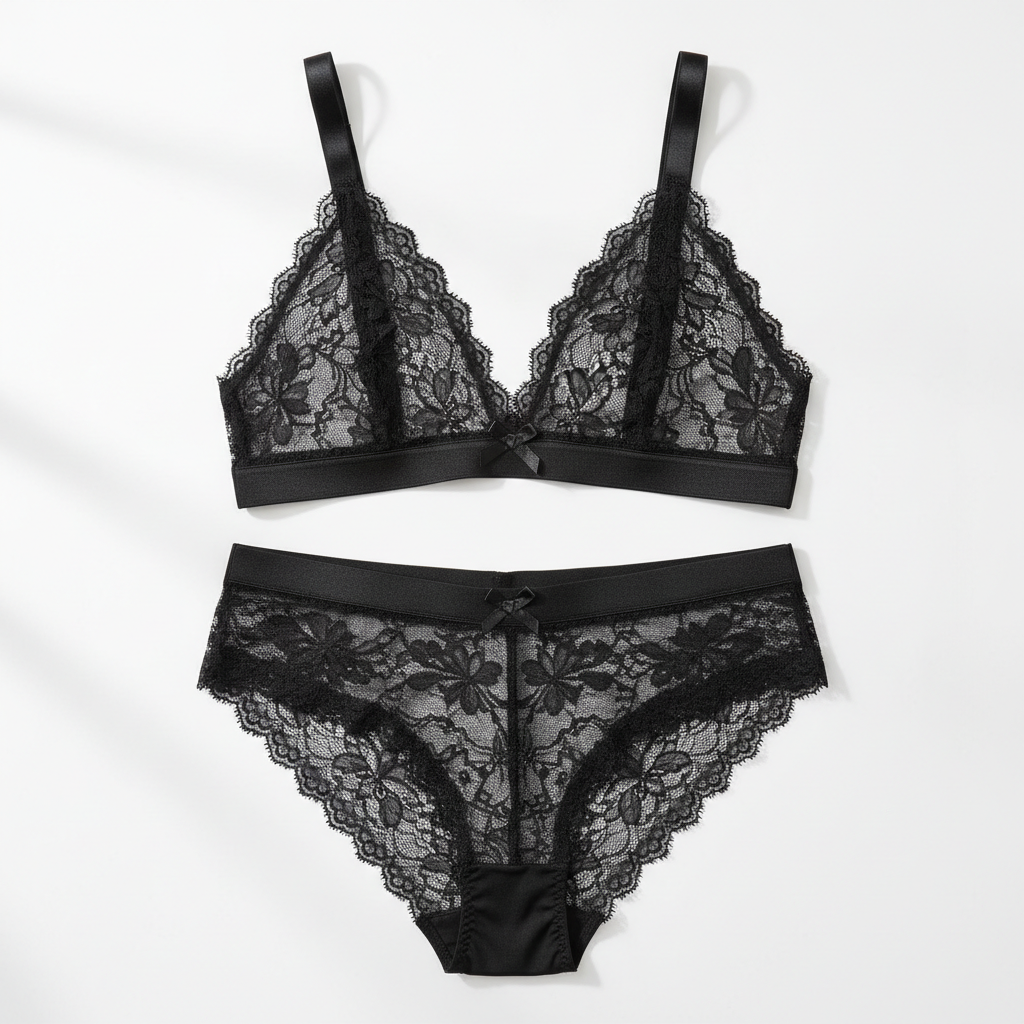 Conjunto de lencería encaje negro