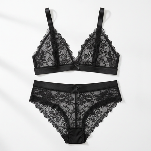Conjunto de lencería encaje negro